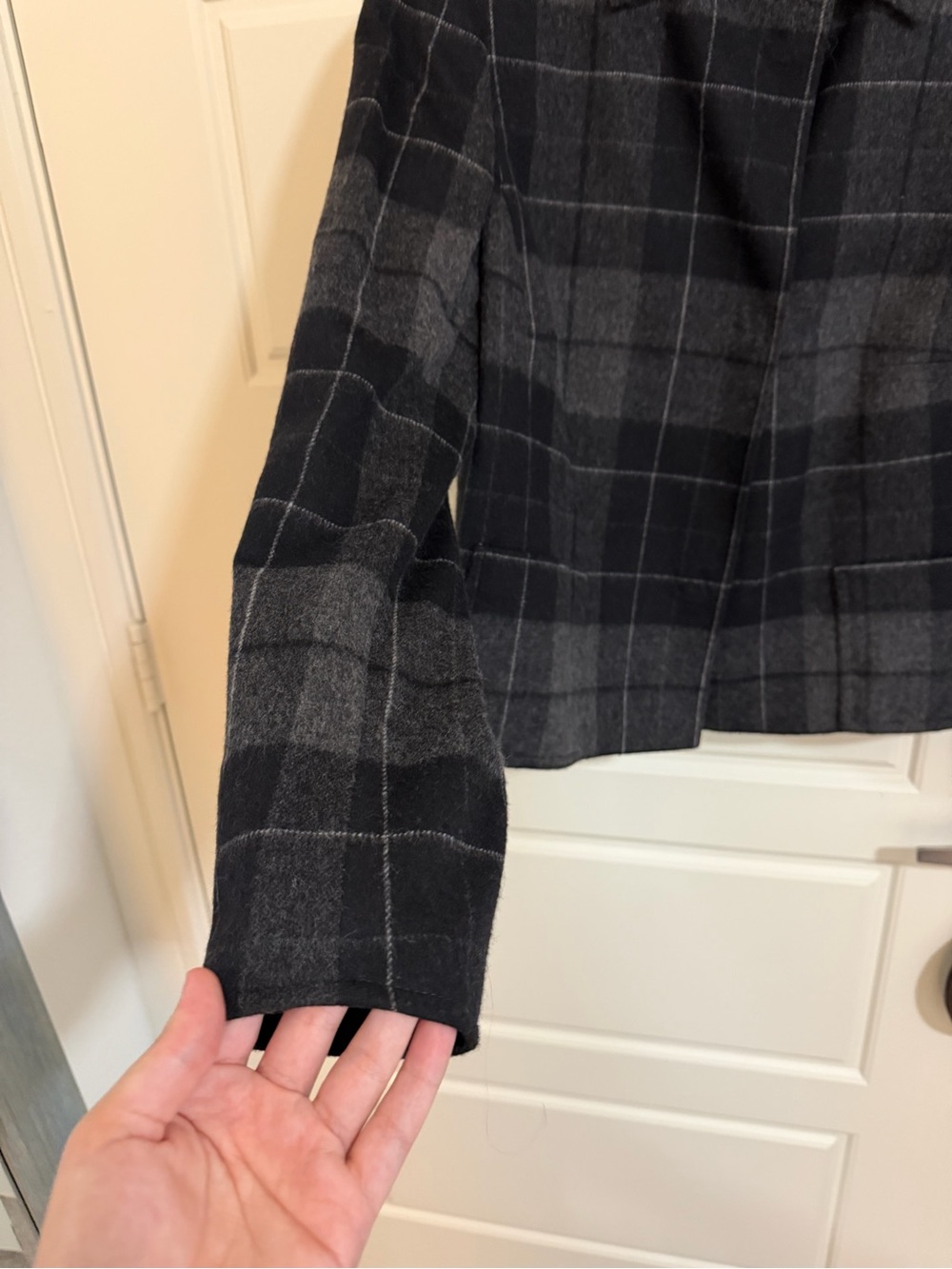 Akris Gray & Black Plaid Wool Blazer - Picture 3 of 9